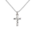 Sterling Silver Childrens Small Engraved Cross