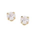 Childs 14K Gold 3mm White Cubic Zirconia Post Earrings