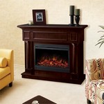 Simcoe Lustrous Chocolate Mocha Espresso Electric Fireplace and Mantel Surround